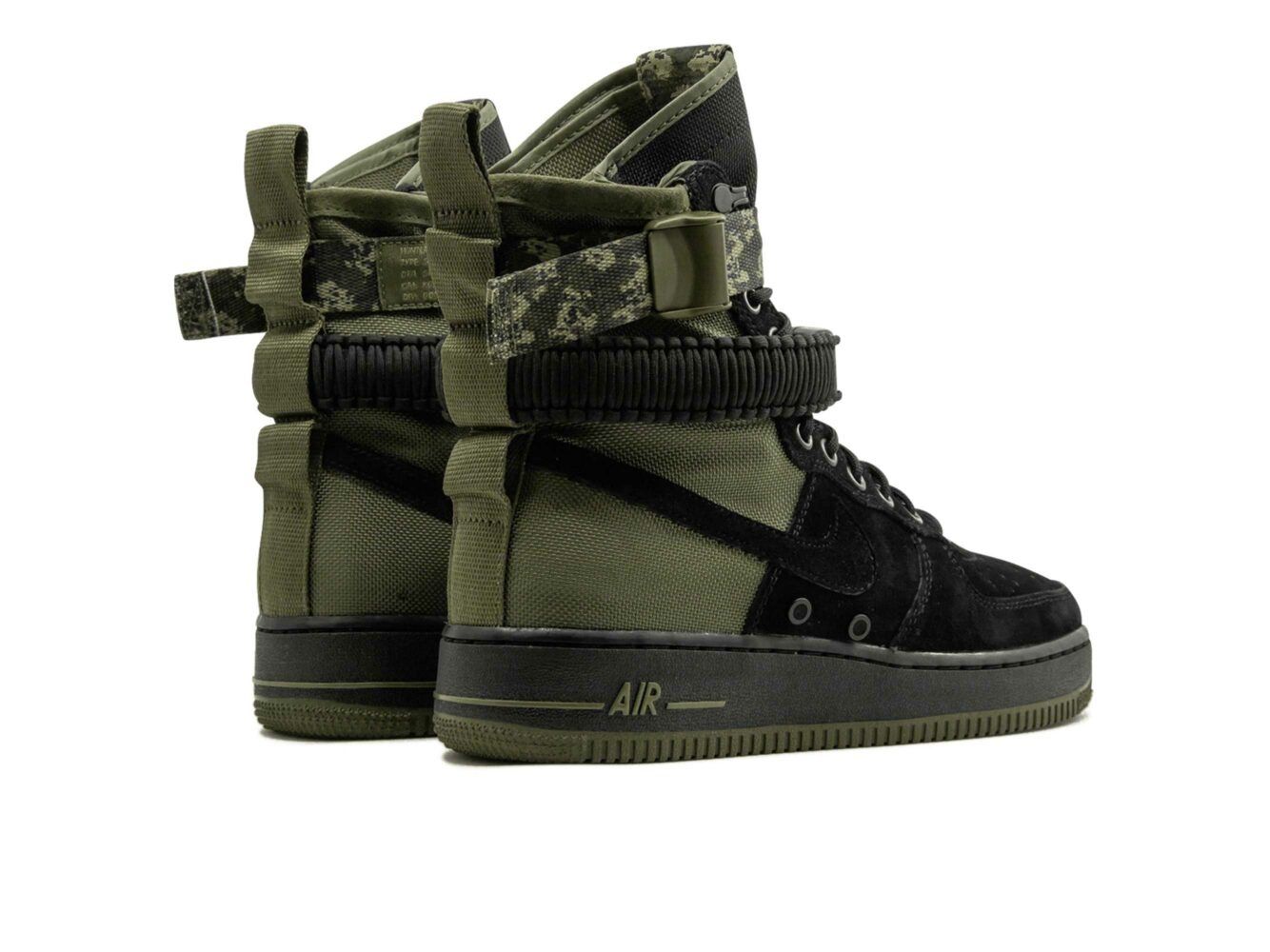 Nike Air Force 1 SF High черные с зеленым, нубук, мужские