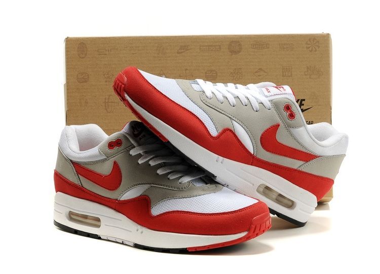 Nike Air Max 8, серый с красным и белым, нубук, текстиль, мужские